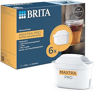 BRITA Wasserfilter Kartusche MAXTRA PRO Extra Kalkschutz (6er-Pack) Halbjahrespack, Original Ersatz-Wasserfilter für alle Kannen, filtert Kalk, ultimativer Geräteschutz: Heißgetränke-Spezialist