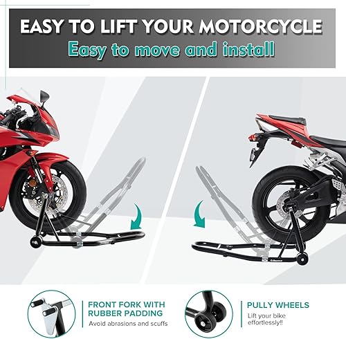 Vista 61 de Donext - Soporte para rueda trasera de motocicleta (850 lb), tamaño U color negro