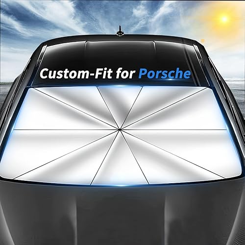 Parasol a medida para el parabrisas de Porsche, rotación de 360, flexible, con bloqueo UV, ventana delantera del automóvil, diseñada para accesorios