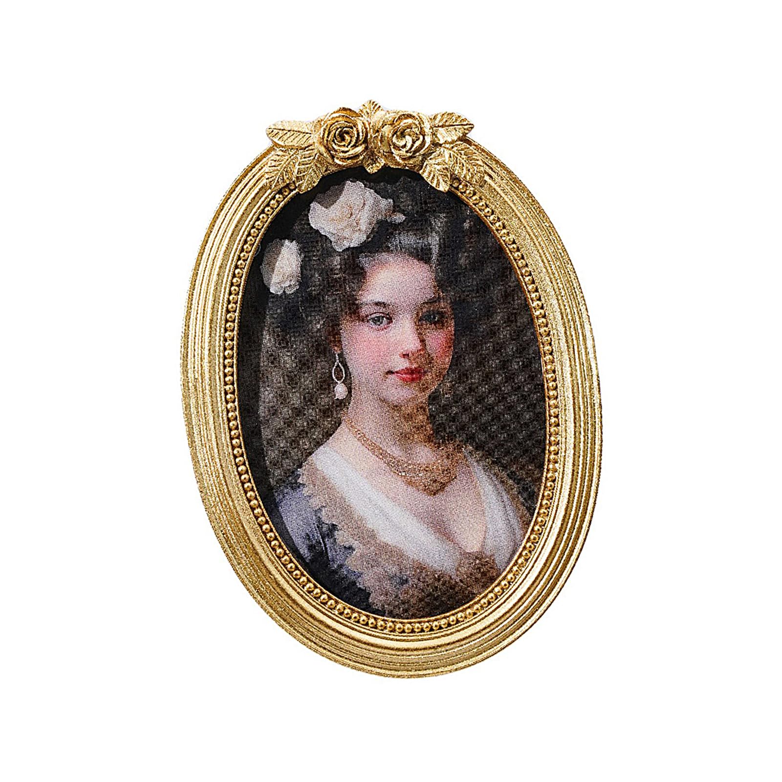 Shntig Antique Gold Resin Oval Picture Frame with Rose Flower Carvings Photo Frame for Wall Display and Tabletop Decoration European Fashion Resin Picture