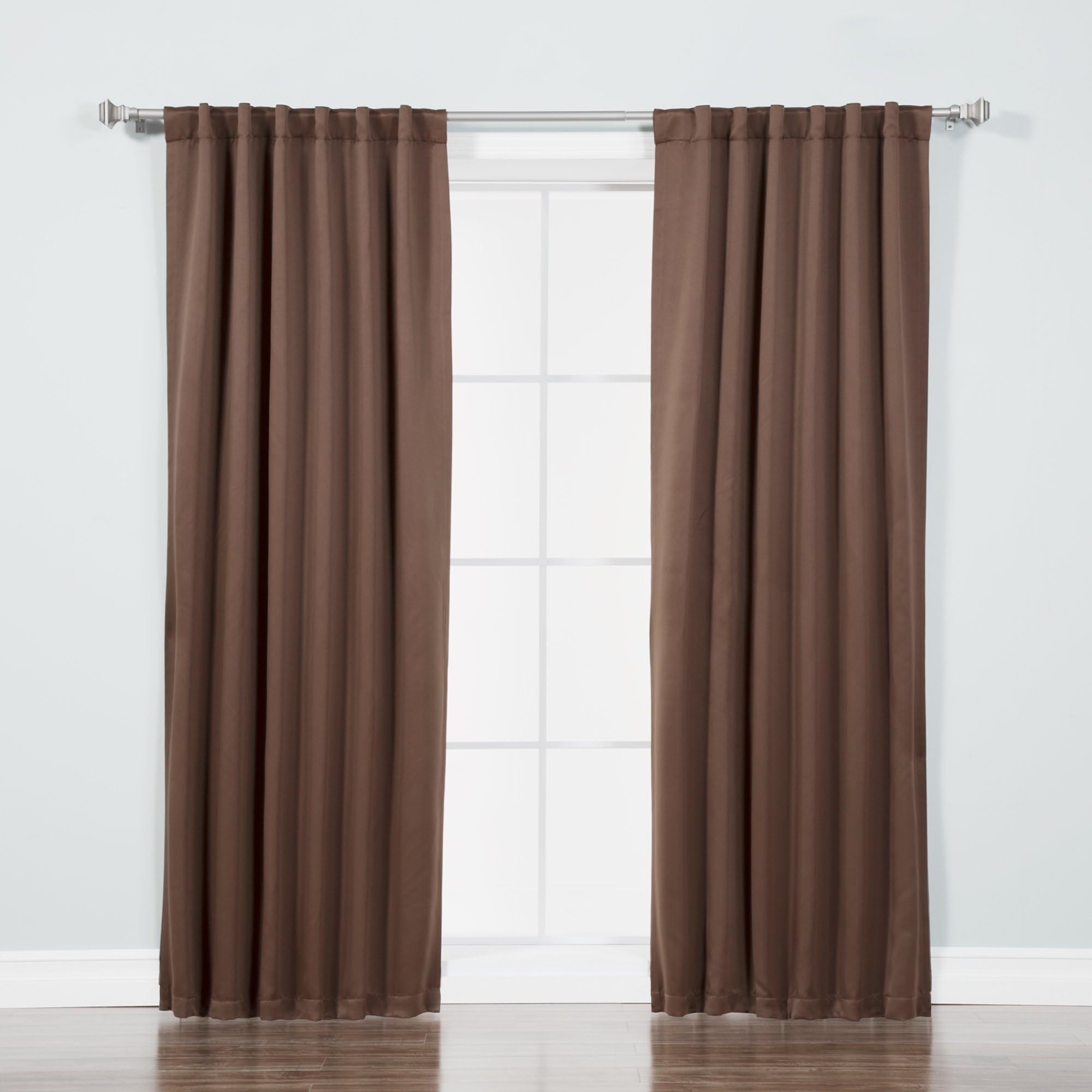 Best Home Fashion Basic Thermal Insulated Blackout Curtains - Back Tab/Rod Pocket - Chocolate- 52" W x 84" L โ (Set of 2 Panels)