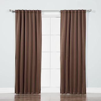 Best Home Fashion Basic Thermal Insulated Blackout Curtains - Back Tab/Rod Pocket - Chocolate - 52" W x 96" L - No Tiebacks - (Set of 2 Panels)