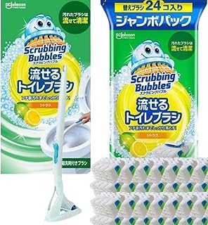 【本体&詰め替えセット】スクラビングバブル 流せるトイレブラシ トイレシート 【シトラスの香り】 本体+付け替えセット (28個分)