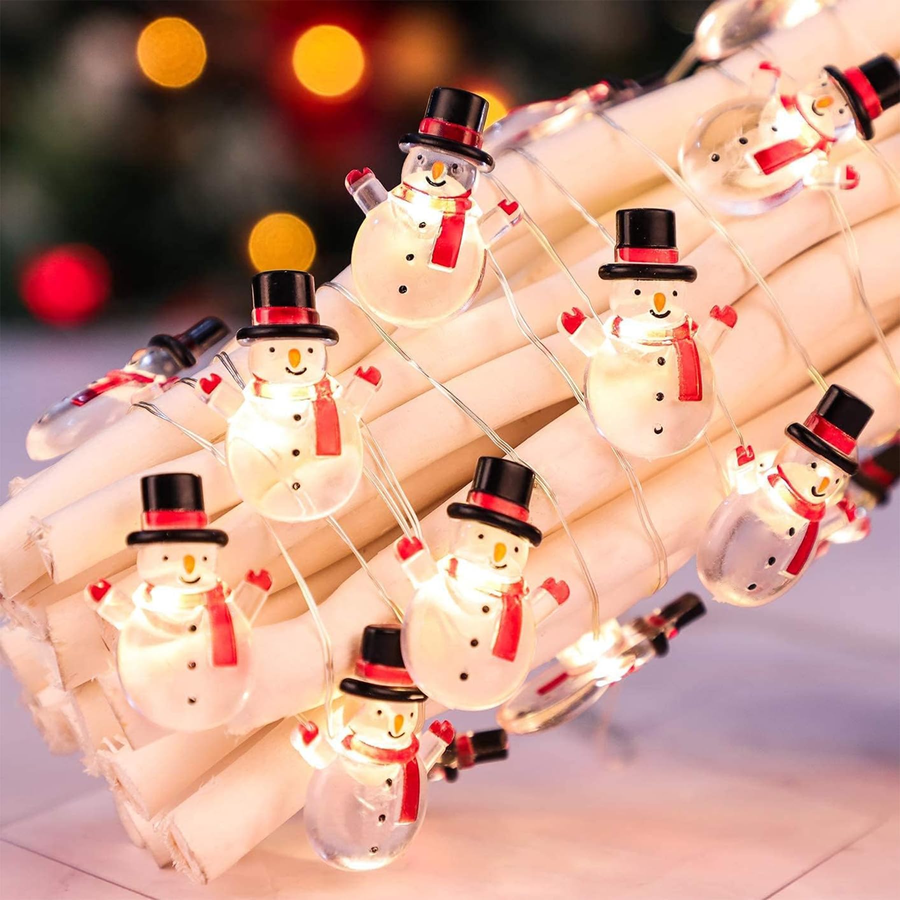 Snowman Fairy Lights, Christmas Decoration, Christmas Snowman, 2 m LED Snowman Fairy Lights, Battery Operated, Indoor Selection, Outdoor Christmas Lighting for Gardens, Christmas Party — image 1