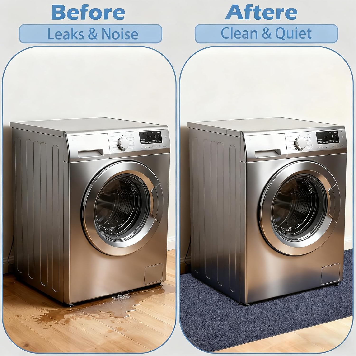 Washing Machine Mat 63 x 36 Inches Anti Vibration Mat for Washer Dryer Fridge Refrigerator Floor Protection Waterproof Non-Slip Under Washing Machine Mat with Rubber Backing