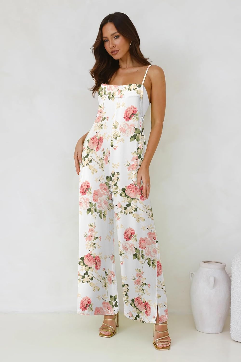 LUXVEER Jumpsuits for Women 2026 Summer Rompers Boho Floral Overalls Casual Wide Leg Long Pant One Piece Vacation Outfits - Image 6