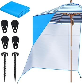 5.9 x 9.8ft Side Shade Umbrella Side Wall Accessory , Umbrella Not Included | UPF50+, Waterproof , for Portable Beach Umbrellas Removable Shelter Wall to Block Sun