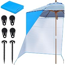 Bylion Large 5.9 x 9.8ft Side Shade Umbrella Side Wall, UPF50+ Sidewall Accessory for Portable Beach Umbrellas Removable Shelter Wall to Block Sun, Wind, Rain Waterproof SunWall, Umbrella Not Included