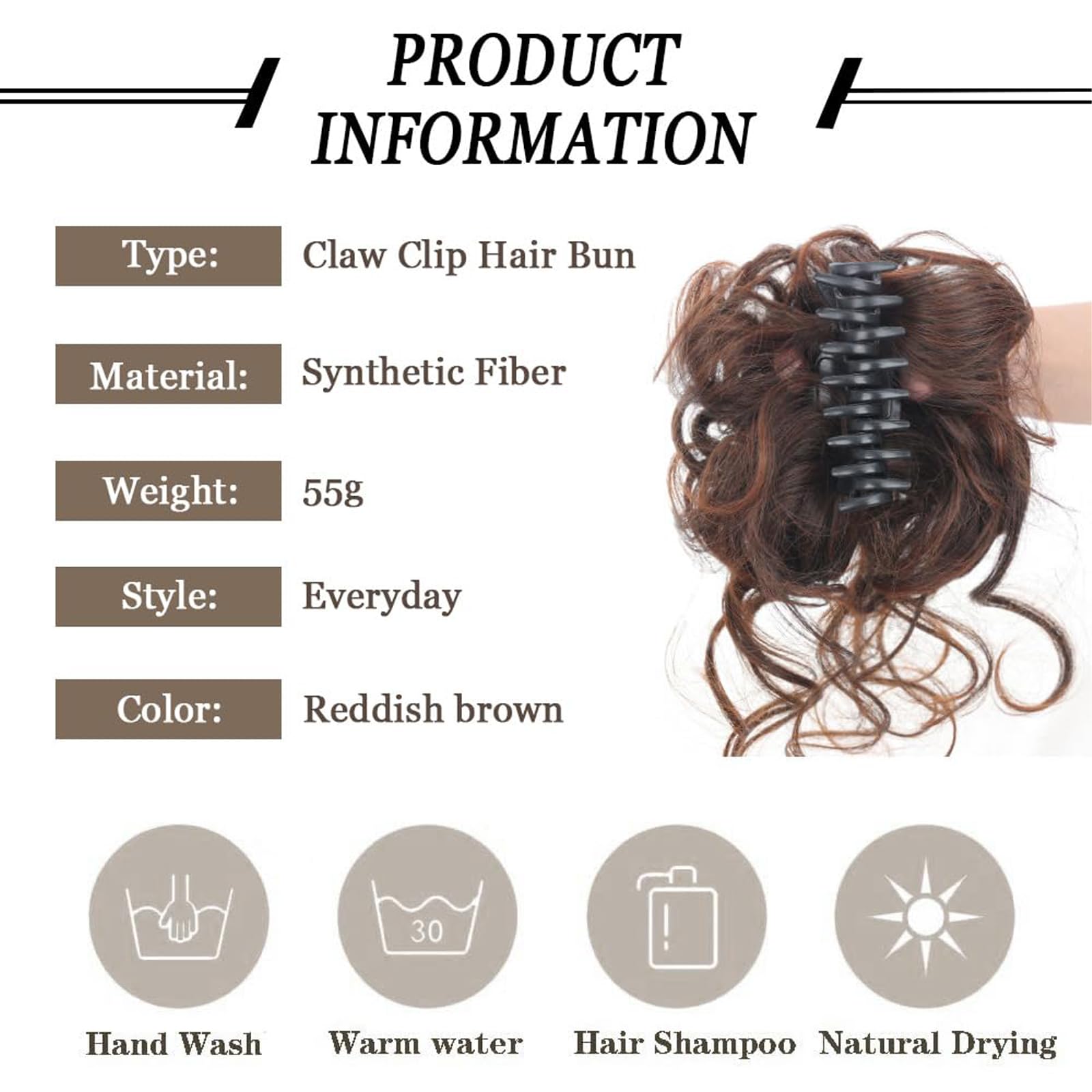 Hanaoops Curly Wavy Hair Chignon Clip in Hairpiece, Synthetic Extensions, Messy Bun, Elastic Hair Bun, Tousled Updo - Image 3