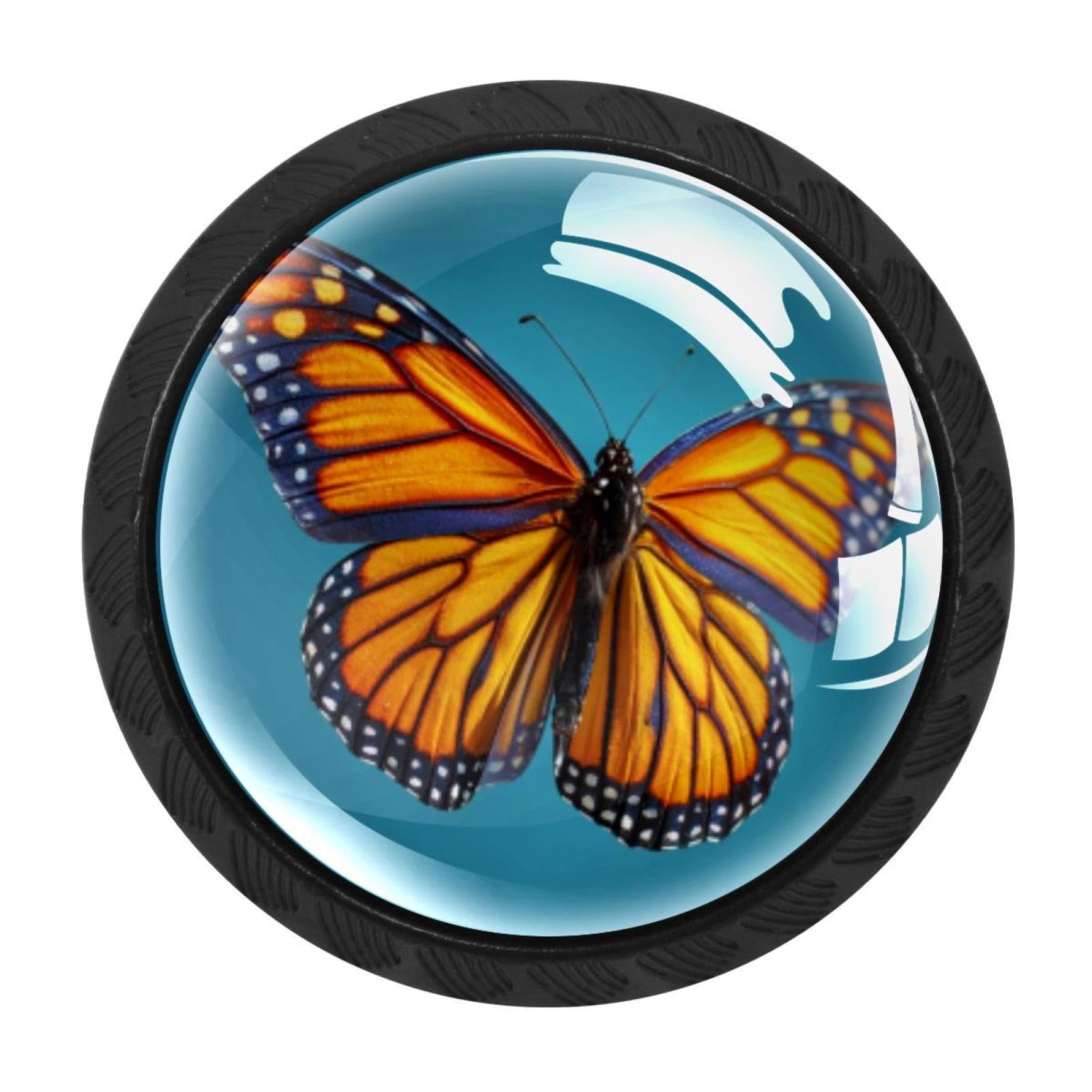 CHENZZZZ 4 Pack Cabinet Handles Blue Background Monarch Butterfly Kitchen Drawer Pulls Furniture Door Handles for Cupboard Bedroom Wardrobe