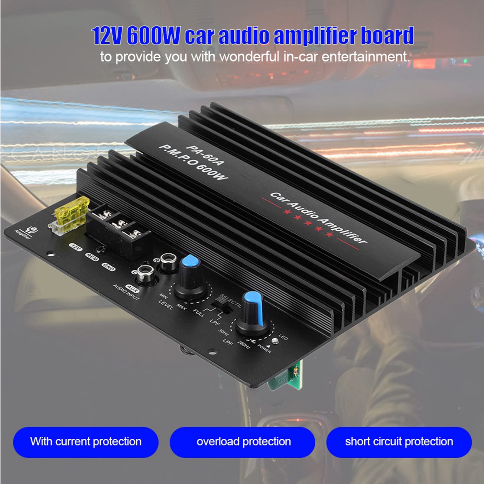 Auto Audio Verstärker, 1 Stück Subwoofer-Verstärker, 12 V, 600 W, Mono-Hochleistungs-Bass-Subwoofer-Verstärker für Auto-Lautsprecher-Modifikation