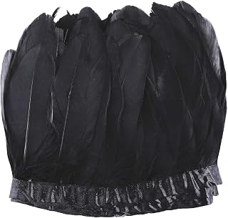 AWAYTR Duck Goose Feather Trim Fringe 2 Yards (Black)