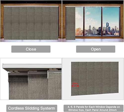 Miniatura 2 de LETAU Paneles deslizantes, persianas verticales para puertas correderas, ventanas grandes, espacios abiertos y divisores de habitación, 50% opaco,