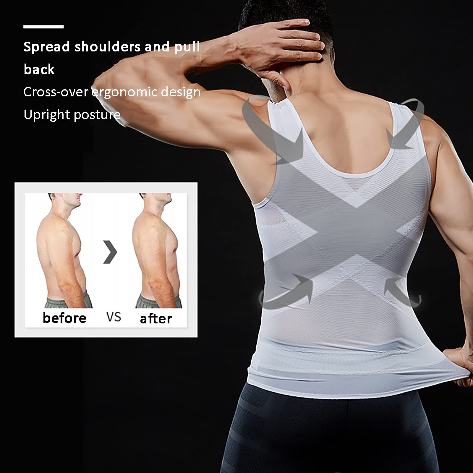 Ginecomastia Compress Reposition Shaper, Fascia Toracica Da Uomo Body - Foto 12