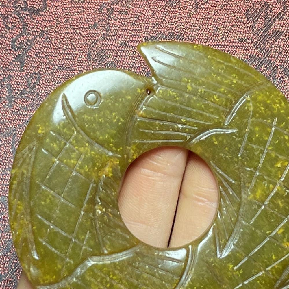 Colección de adornos colgantes de piedra de jade antigua, objetos antiguos, peces dobles