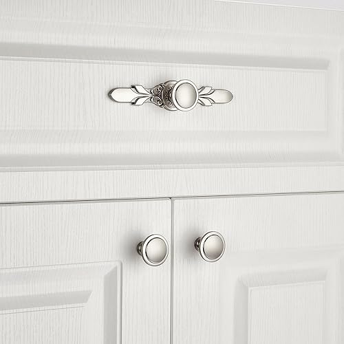 Miniatura 6 de Aandxomk - Juego de 10 pomos de níquel cepillado de 5.8 pulgadas con placas, herrajes para gabinete, oficina, baño, tocador, cajón, pomos de armario