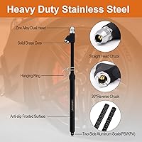 Vista 2 de SAFELIFE Medidor de presión de neumáticos de servicio pesado, medidor de presión de aire, mandriles de doble cabezal de pie recto, negro esmerilado