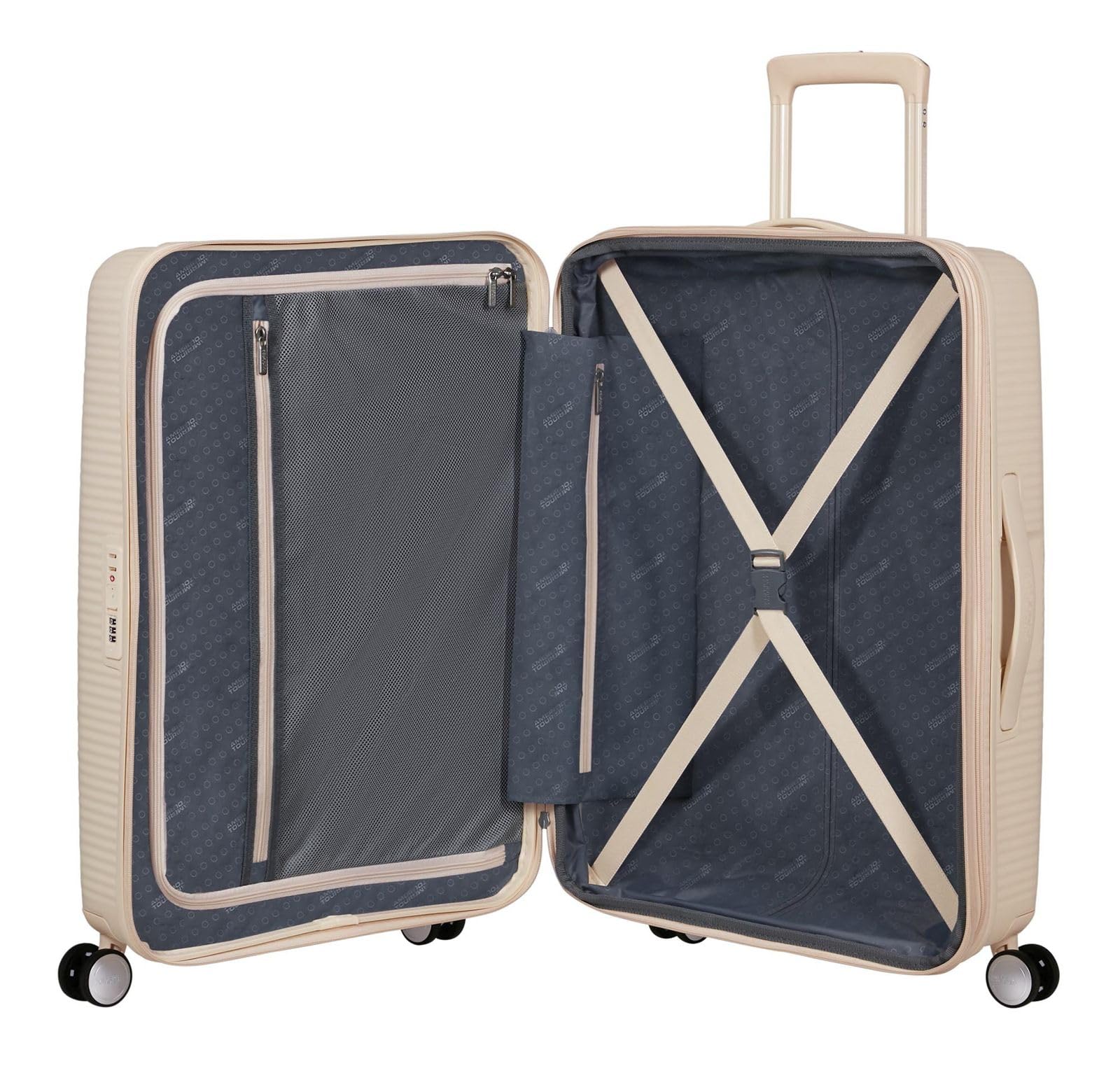 American Tourister carrello Soundbox Spinner 67/24 TSA EXP Trolley Coconut Sand avorio