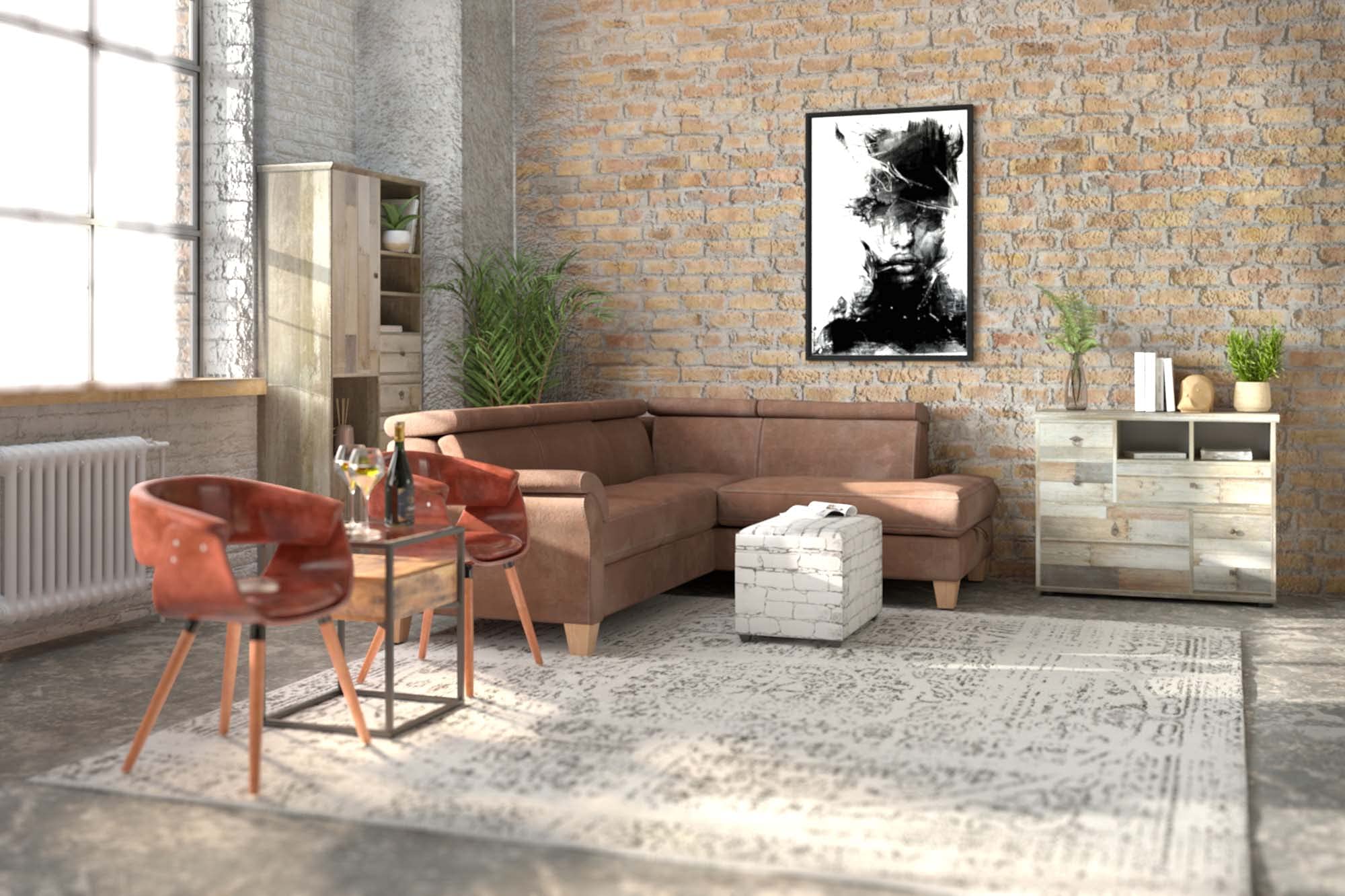 Stella Trading Bonanza - Cómoda Vintage en Aspecto de Madera Flotante, expresivo aparador con Mucho Espacio de Almacenamiento para tu salón, 99 x 80 x 39 cm (Ancho x Alto x Profundo)