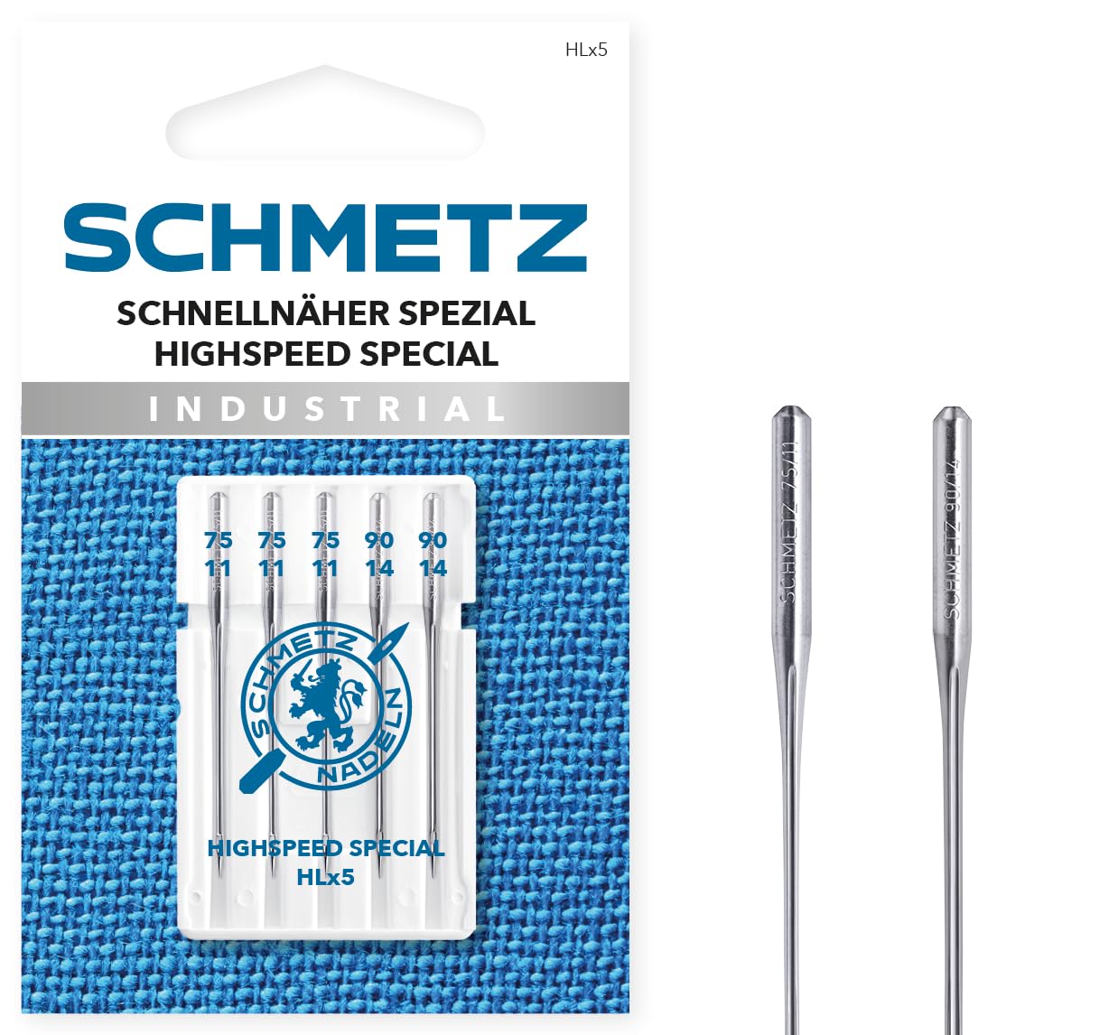 SCHMETZ | 5 Sewing Machine Needles | Special High Speed | HLX5 | Size 75/11-90/14 | Suitable for All Common Household Sewing Machines