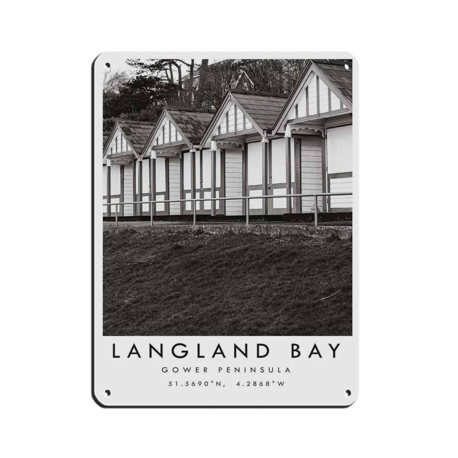 Langland Bay Gower Travel,Gower Peninsula (2) Retro Poster Metal Tin Sign Chic Art Retro Iron Painting Bar People Cave Cafe Family Garage Poster Wall Decoration 12x16inch(30x40cm)