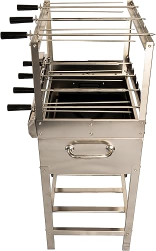 Miniatura 9 de Parrilla de barbacoa brasileña todo en uno - 7 pinchos - Churrasco - Acero inoxidable - Parrilla portátil de leña y carbón Gaucho Churrasqueira para