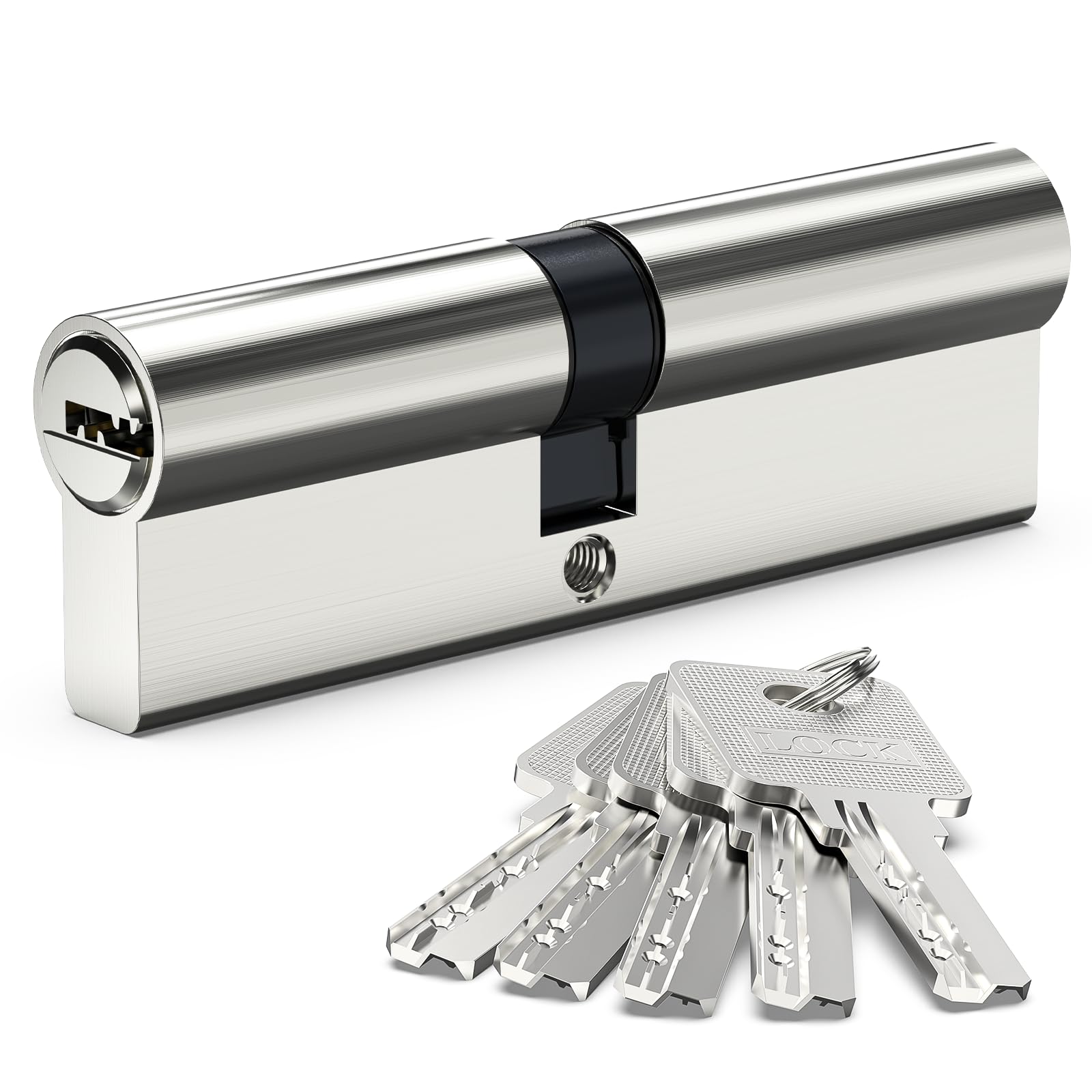 Euro Cylinder Lock 45/50, 95mm Euro Door Barrel Lock with 5 Keys, Solid Brass Core, High Security for UPVC, Wooden, Composite Doors Replacement Profile, 2 Fixing Screws & Premium Tin Storage Box