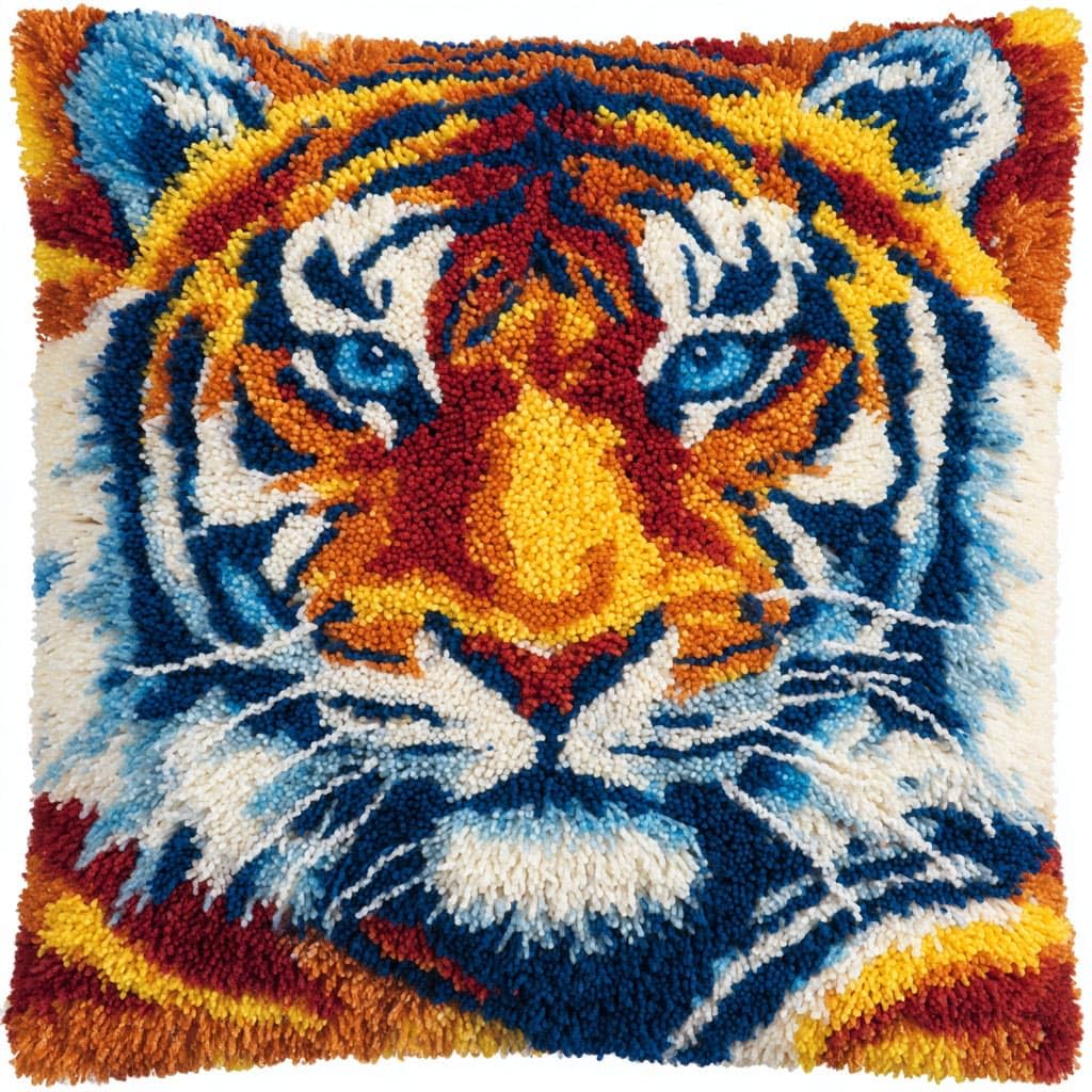 WallustrioaW Latch Hook Kit Cushion for Adults,Animal Tiger
