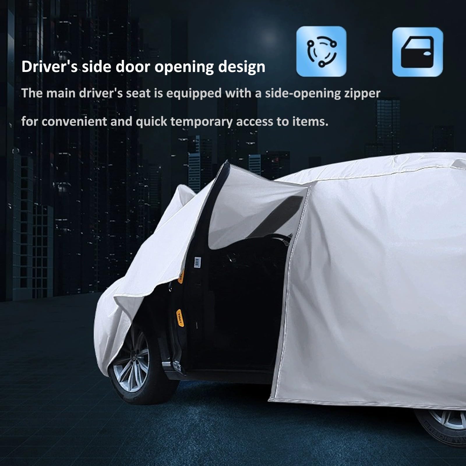Plata Funda para Coche para Tesla Model Y Exterior Impermeable,Anti-UV y Antilluvia con Cremallera Lateral Cubierta Completa para Todas Las Estaciones,Forro de algodón