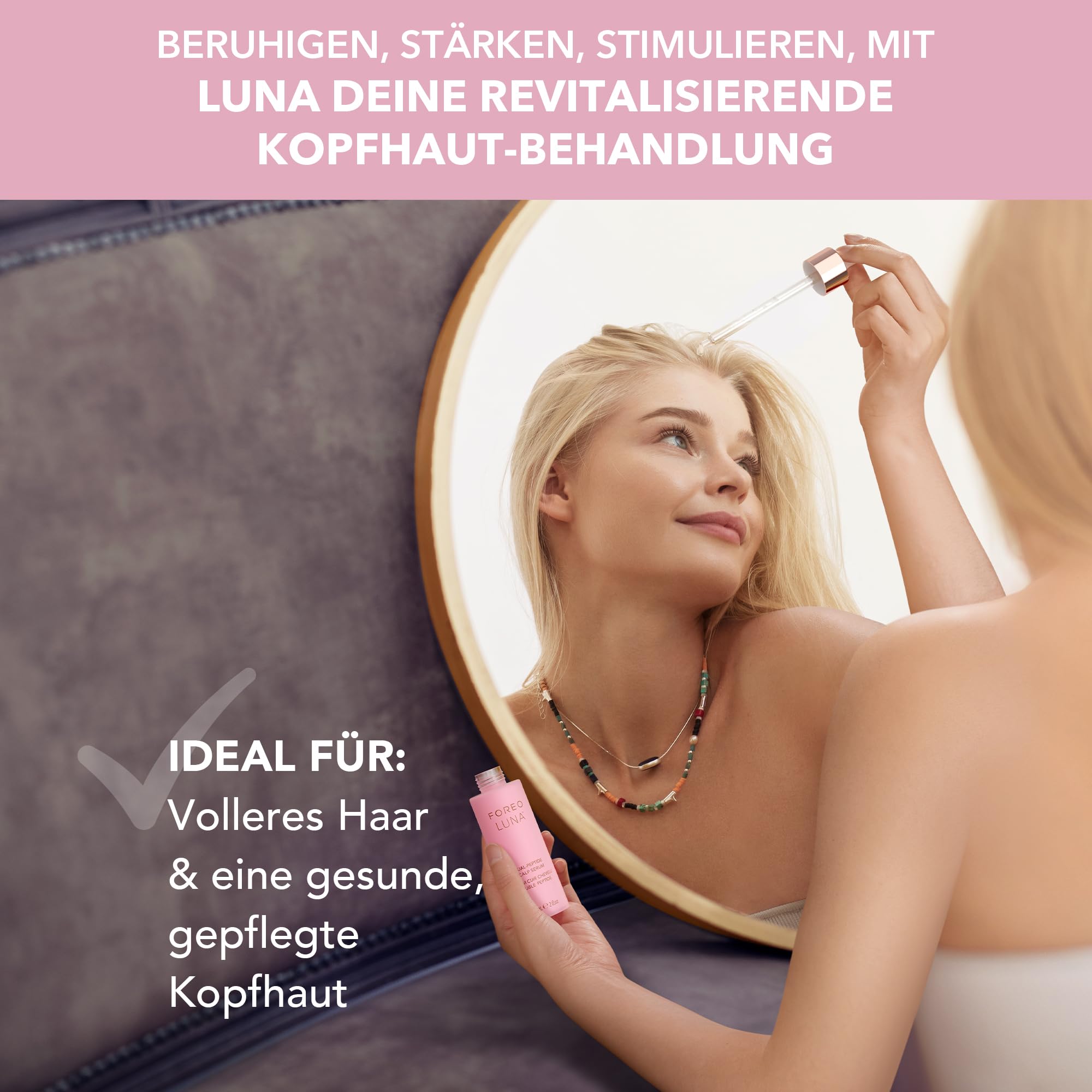 FOREO LUNA Dual-Peptid-Kopfhautserum - Haarwachstumsserum & Kopfhautbehandlung mit Peptidkomplex, Cica & Portulak - Haarserum für Haarwachstum, Behandlung gegen Haarausfall - 60ml | Kopfhautserum, Haarwachstumsserum, Dual-Peptid, Cica, Portulak, Haarverdi