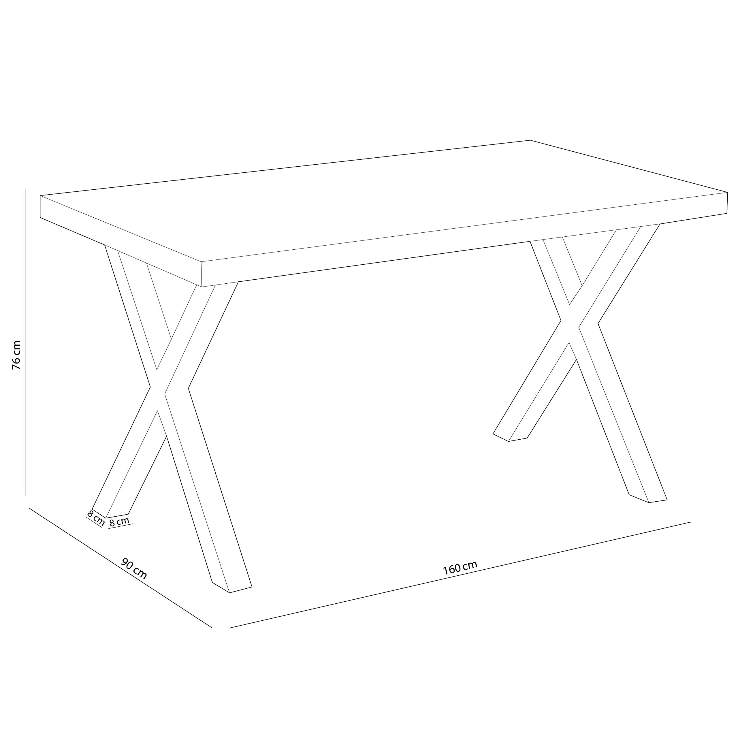 Adec Group X-Loft, Mesa de Comedor, Mesa de Salon, Acabado en Roble Salvaje y Patas Metalicas Negro, Medidas: 160 cm (Largo) x 90 cm (Ancho) x 76 cm (Alto)