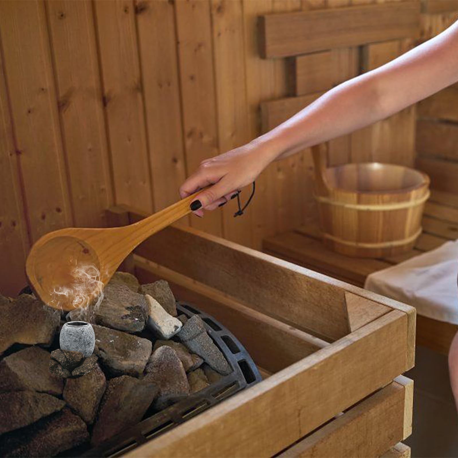 2 Stück Sauna Aromaschale aus Speckstein, 5,5 x 4 x 4 cm Sauna Duftschale mit Edelstahl Schale, Aufgussstein Verdampferschale für Saunaöl, Mentholkristalle, Zuhause, Hotel, Spa