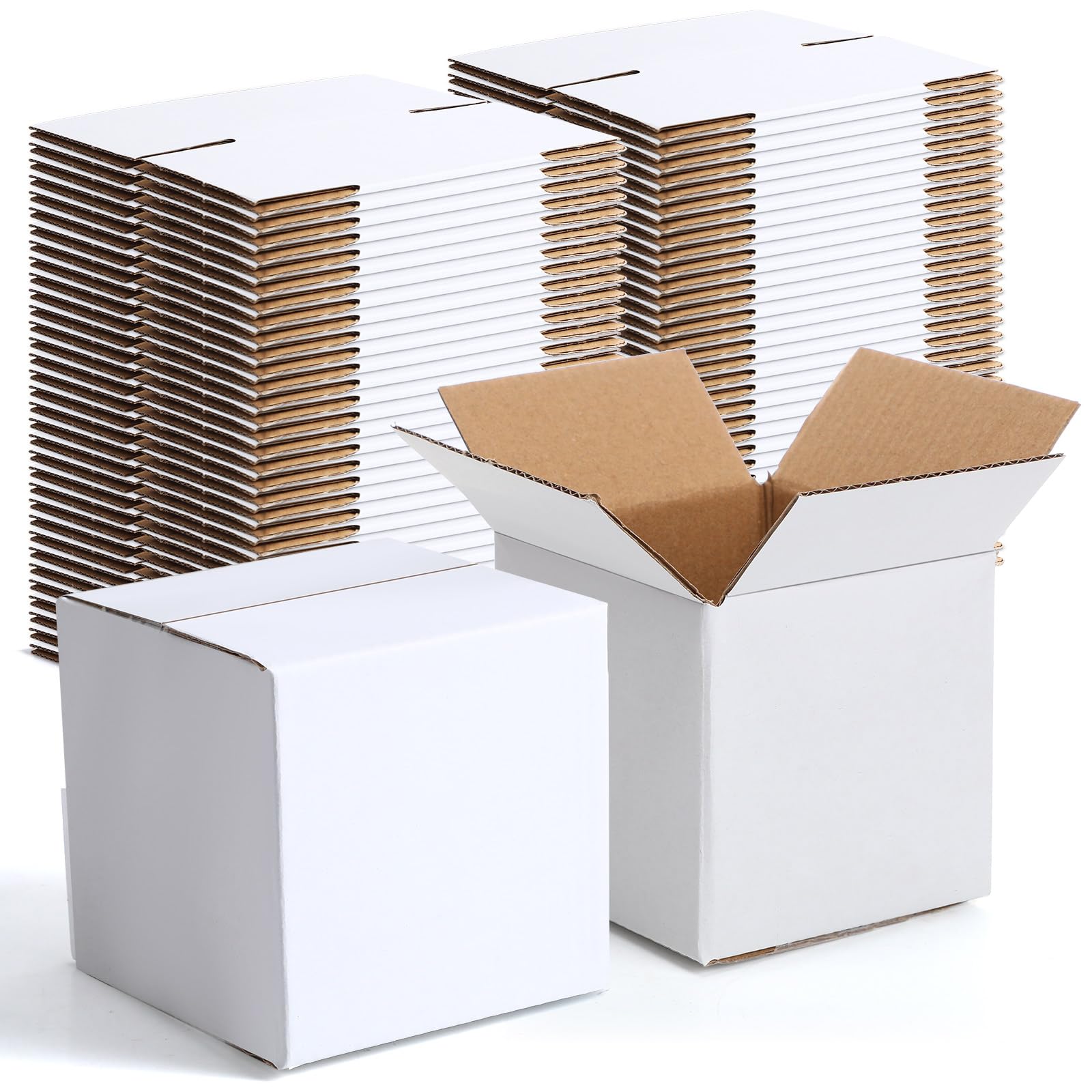 Yeaqee 72 Pcs Shipping Boxes Corrugated Cardboard Small Shipping Boxes for Packaging Mailing Packing Moving Small Business Storage Crafts Gifts(4x4x4