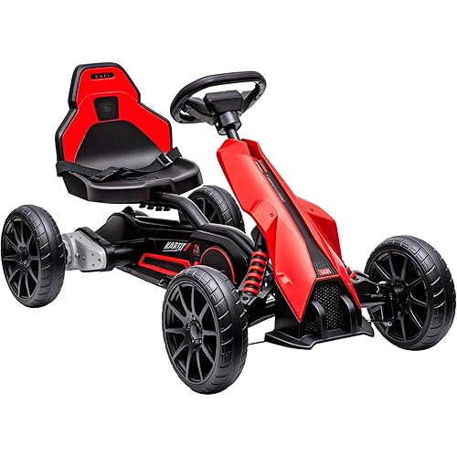 Aosom 12V Electric Go Kart for Kids, Outdoor Ride-On Toy with Forward Backward Drive & Adjustable Speed, Gift for Child 3-8 Years Old, Red