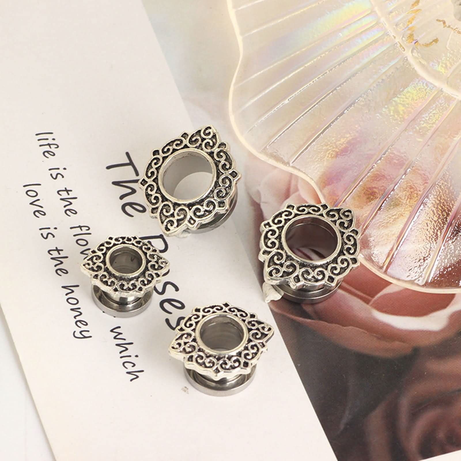 Daesar Plugs 6-16MM, Ohrringe Tunnel Edelstahl Filigran mit Schraubverschluss Ohr Expander Set Piercing Tunnel Plug