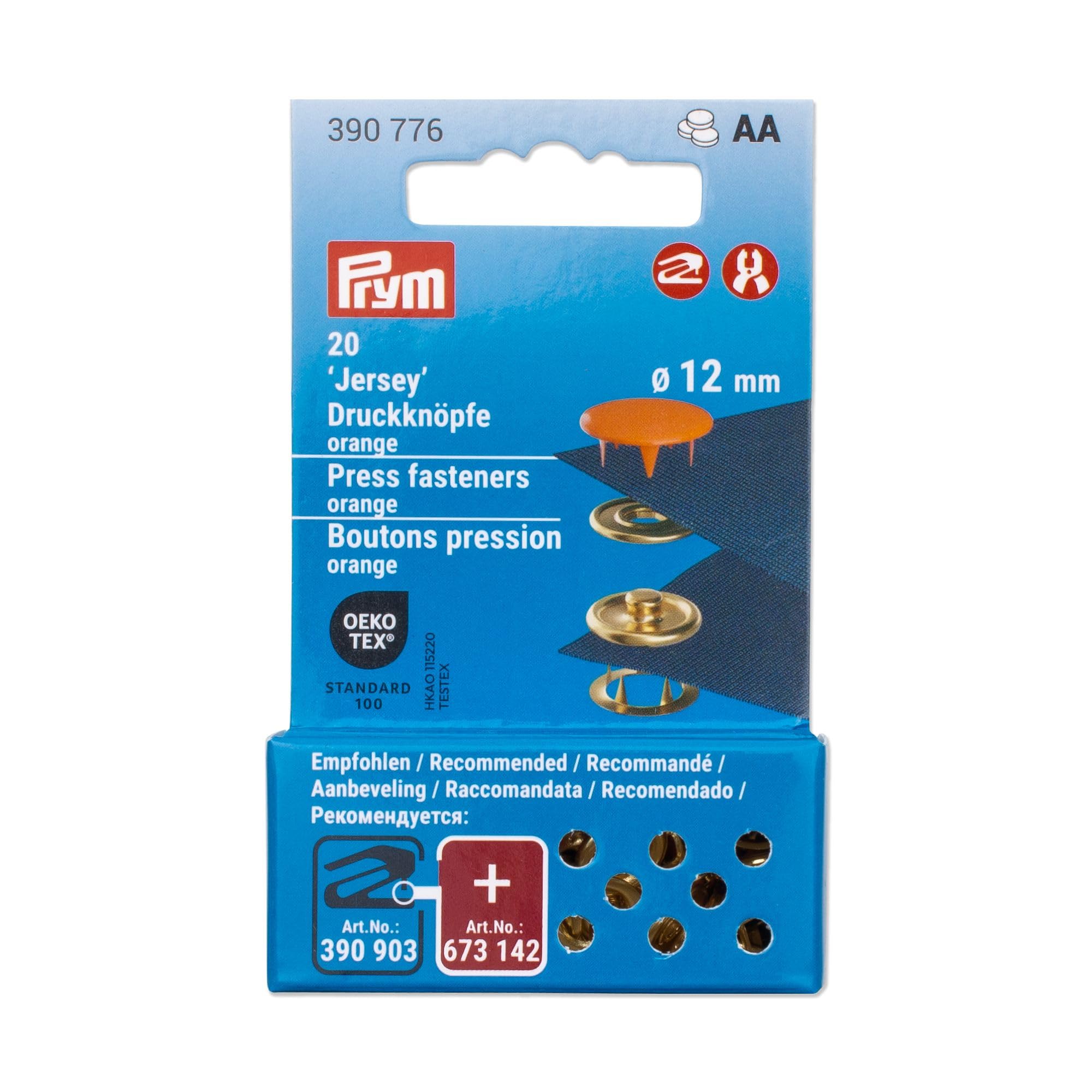 Prym 390776 Snaps Jersey 12 mm Orange Compatible with Vario Creative Tool