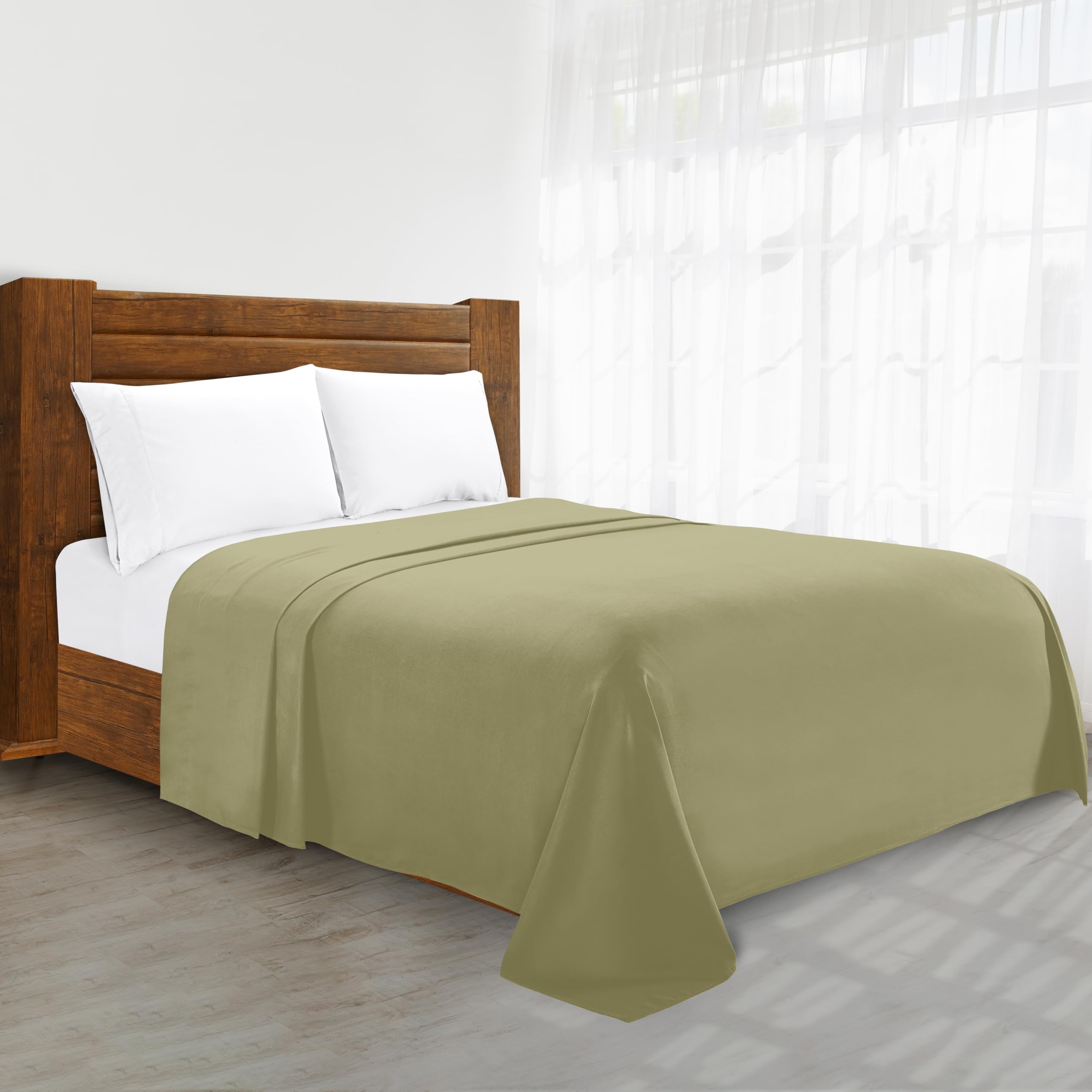 Luxury Flat Sheet on Amazon Elegant Comfort Wrinkle-Free 1500 Premier Hotel Quality 1-Piece Flat Sheet, California King Size, Sage