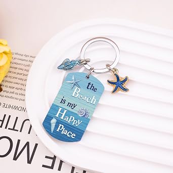 Beach Keychain Beach Gifts for Women Beachy Stuff Ocean Decor for Women Teen Girls Ocean Themed Gifts for Beachy Lovers Unique Christmas Stocking Stuffers for Woman