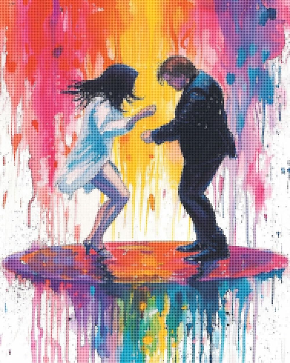 CISDKK Counted Cross Stitch Chart,Cross-Stitch Kits for Beginners,Dancing Culture,Dance Studio Decor Watercolor Movie Poster,Choreography,11CT,9.45 * 13.39 inch