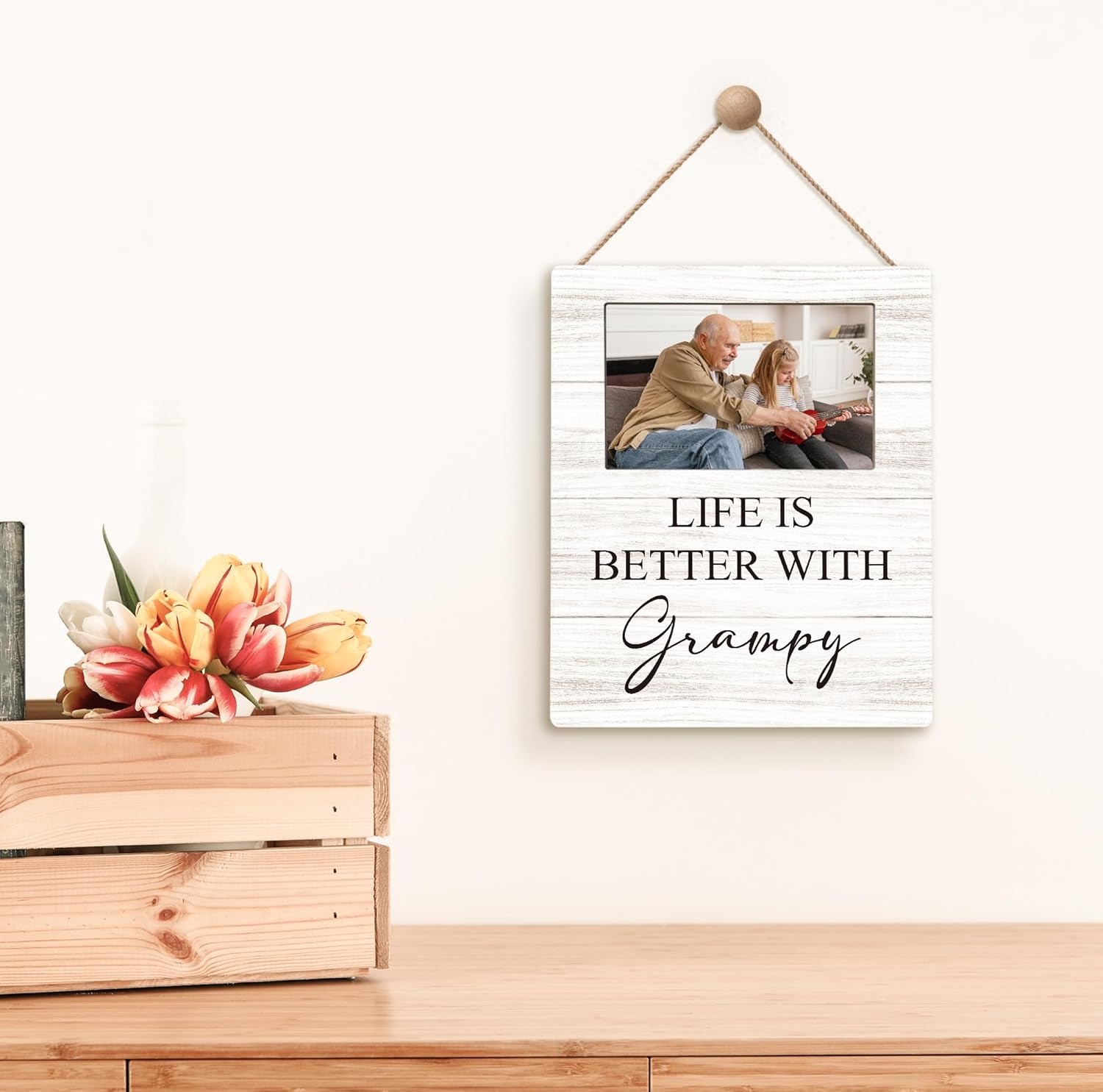 Fathers Day Grampy Picture Frames - Grampie Grandpa Photo Frame, Grandpa Grampie Gifts for Father's Day Birthday from Grandkids, Life is Better with Grampy Picture Photo Frames for Home Bedroom Decor, 4x6 - Image 3