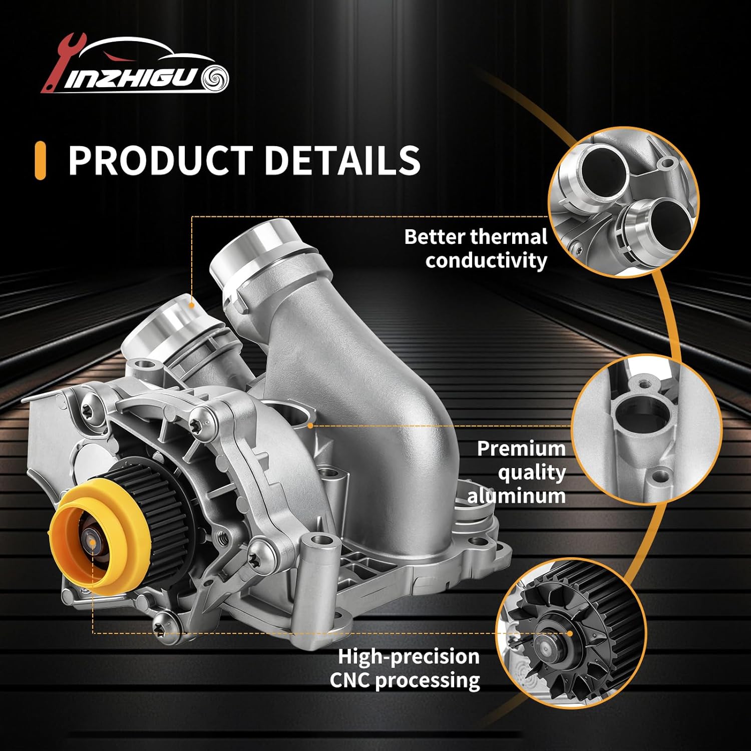 Aluminum Water Pump Assembly w/Timing Belt & Gasket for Audi/VW 2.0T Engines - Fits 2008-2018 A3/A4/Q5/Tiguan/GTI, OE# 06H121026AB CQ CF DD Replacement by YINZHIGUO