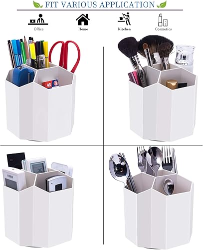 Miniatura 5 de Soporte para bolígrafos, giratorio de 360, soporte para bolígrafos de 5 rejillas para almacenamiento de suministros de oficina, organizador para