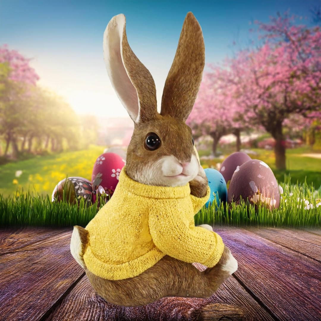colourliving Hasen Deko Figuren XL Osterhasen Figuren Groß witzige Osterhasen mit Pullover (Gelb)