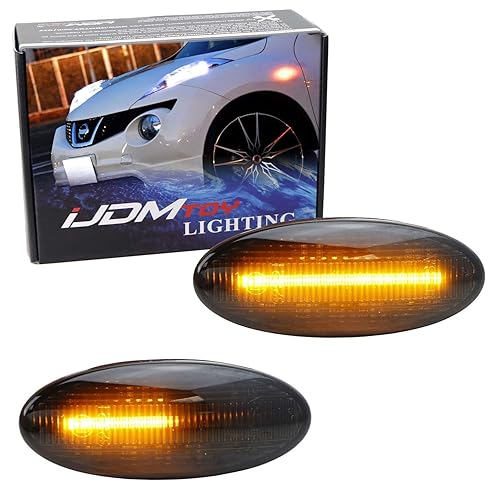 iJDMTOY Smoked Lens Amber Full LED Sequential Blink Fender Side