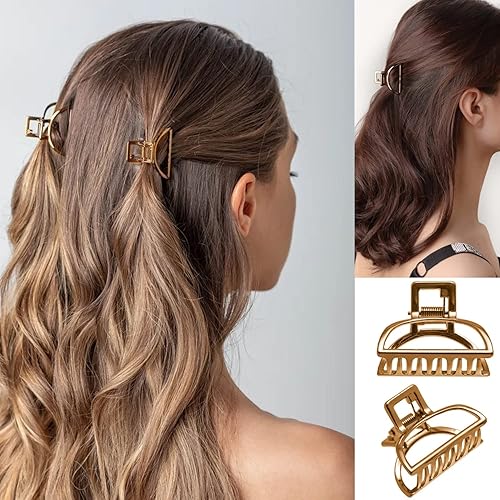 Miniatura 6 de Paquete de 6 pinzas de metal para el cabello, pasador grueso para mujer, grande y mini, pinzas antideslizantes para la mandíbula del cabello,