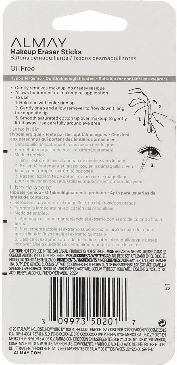Almay Makeup Eraser Sticks, Liquid Filled Sticks 24 ea (Pack of 4)