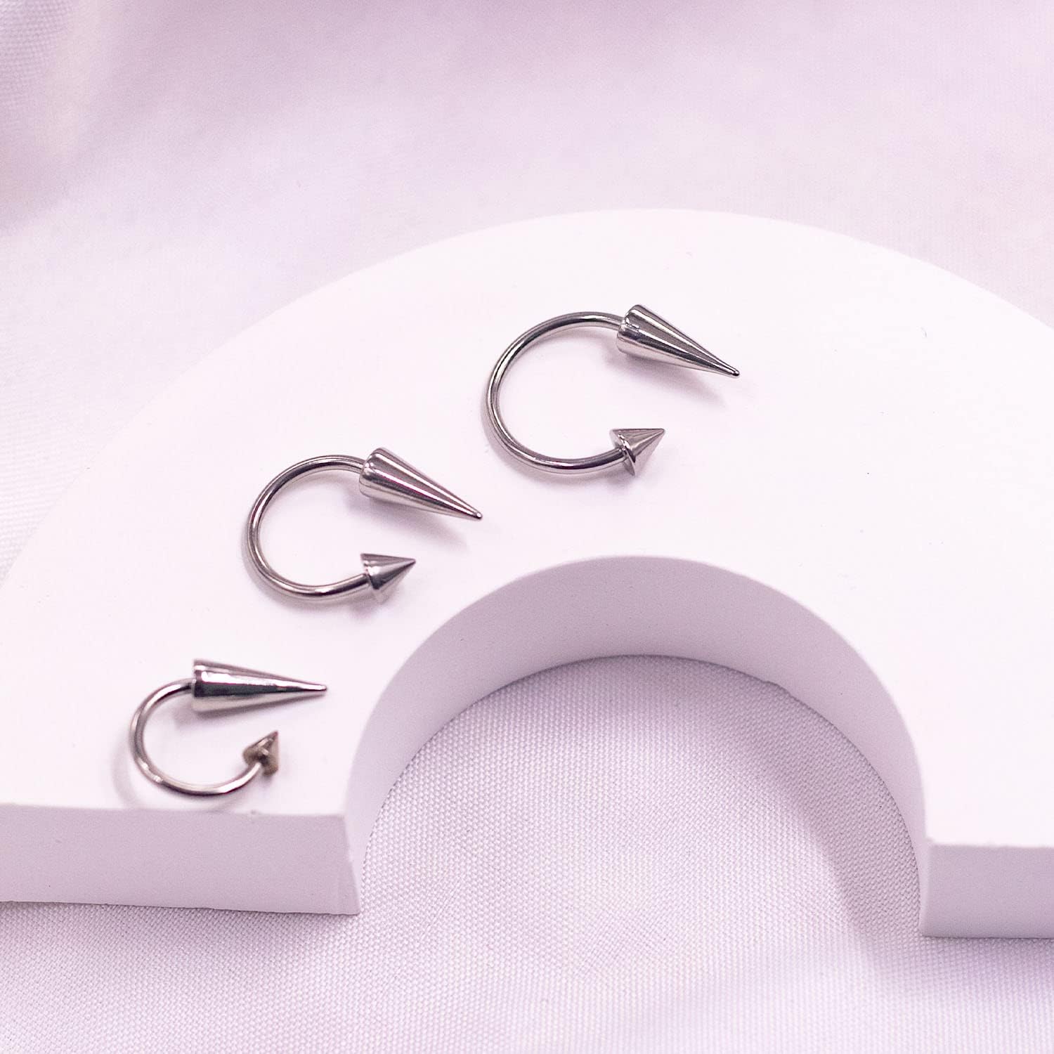 16G 316L Spike Septum Rings Lip Rings Horseshoe Nose Rings, Rook Daith Helix Tragus Cartilage Earrings Hoop, Stainless Steel Lobe Lip Piercing for Women Men - Image 7