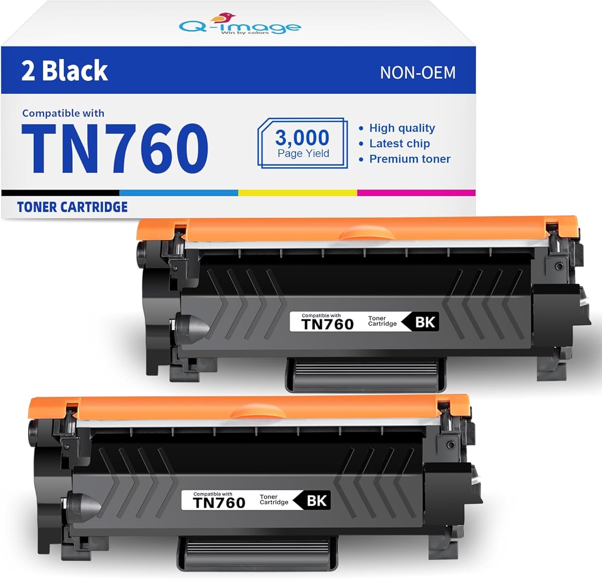 (New Chip) TN760 Toner Cartridges for TN760 TN-760 TN730 Toner Compatible with DCP-L2550DW HL-L2350DW MFC-L2750DW MFC-l2710DW HL-L2370DW HL-L2390DW HL-L2395DW Printer (2 Black)