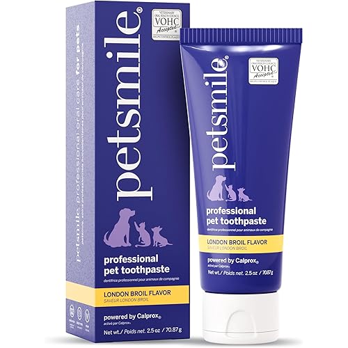 Petsmile Professional Pet Toothpaste for Cats & Dogs - VOHC Accepted Toothpaste - Clinically Proven to Control Plaque & Tartar Calprox Formula (London Broil, 2.5 Oz)