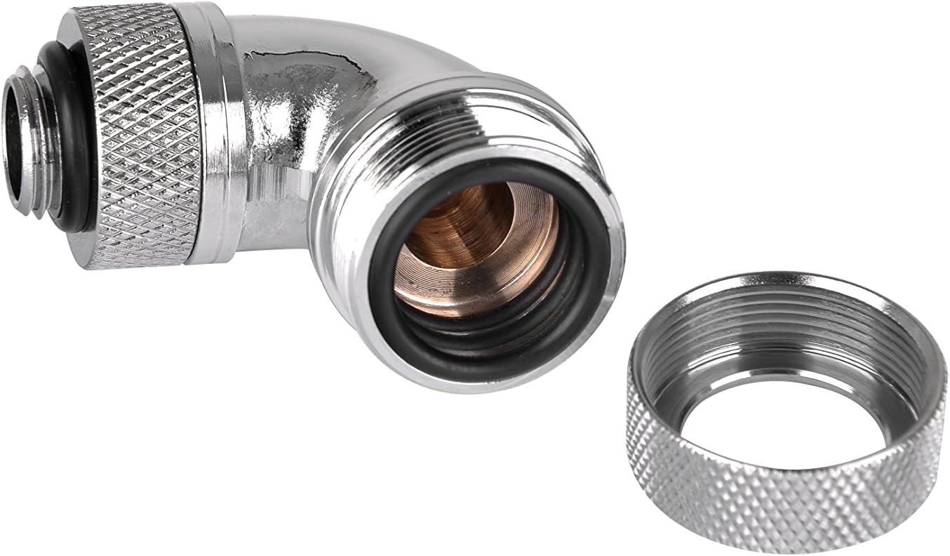 Thermaltake Pacific DIY LCS Chrome G1/4 PETG 16mm (5/8") OD Tube 90 Degree Compression Fitting Cooling CL-W097-CA00SL-A